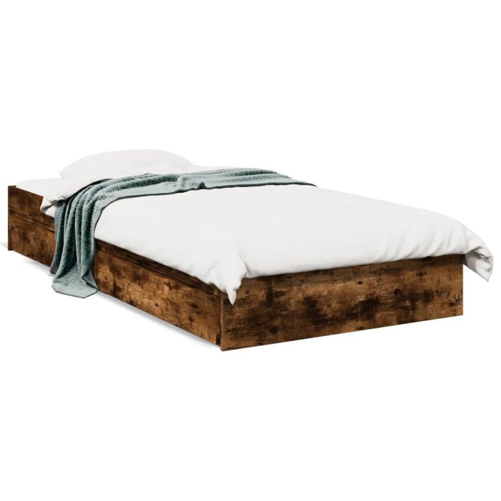 Vidaxl Bed Frame With Drawers Bed Base Smoked Oak 90X200 Cm Engineered Wood