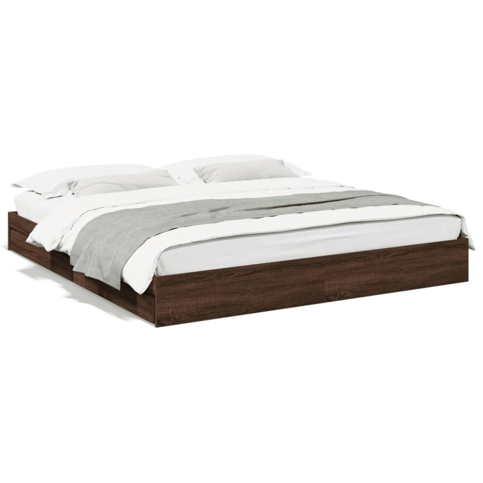 (brown oak, 180 x 200 cm) vidaXL Bed Frame with Drawers Bed Black 135x190 cm Double Engineered Wood