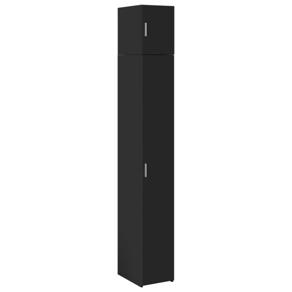 (black) vidaXL Slim Storage Cabinet Highboard Sideboard Concrete Grey Engineered Wood