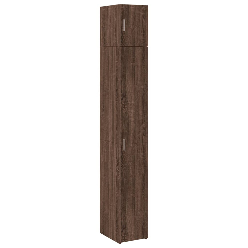 (brown oak) vidaXL Slim Storage Cabinet Highboard Sideboard Concrete Grey Engineered Wood