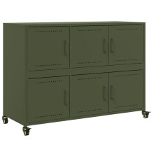 (green) vidaXL Sideboard Storage Cupboard Side Cabinet Highboard Olive Green Steel