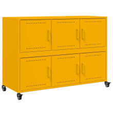 (yellow) vidaXL Sideboard Storage Cupboard Side Cabinet Highboard Olive Green Steel