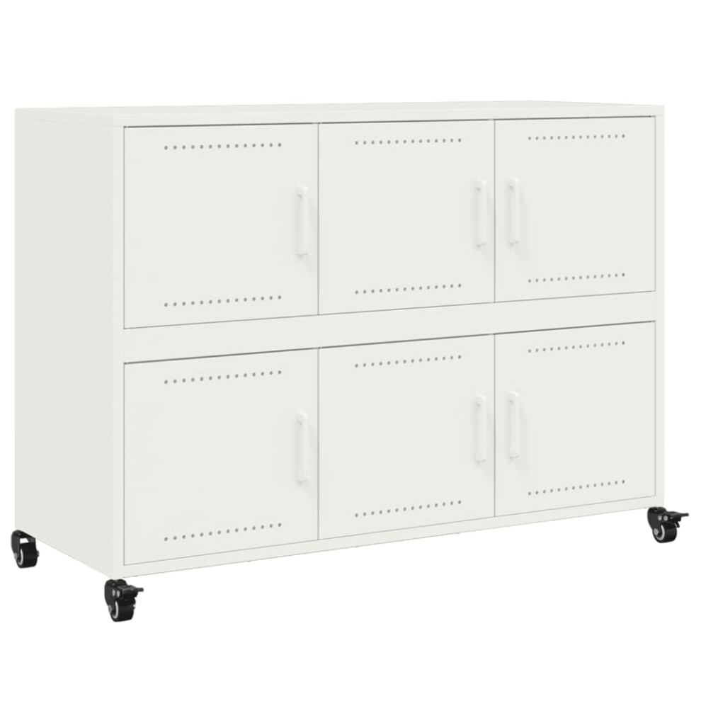 (white) vidaXL Sideboard Storage Cupboard Side Cabinet Highboard Olive Green Steel