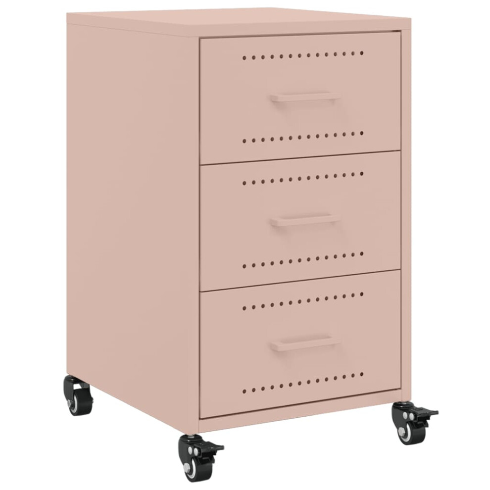 (pink) vidaXL Bedside Cabinet Nightstand Side Table Bed Cabinet Bed Table White Steel