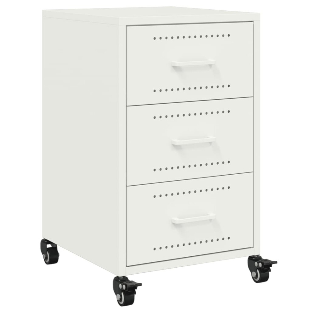 (white) vidaXL Bedside Cabinet Nightstand Side Table Bed Cabinet Bed Table White Steel