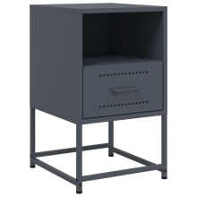 (anthracite, 1 pcs) vidaXL Bedside Cabinet Nightstand Side Table Bed Cabinet Bed Table White Steel