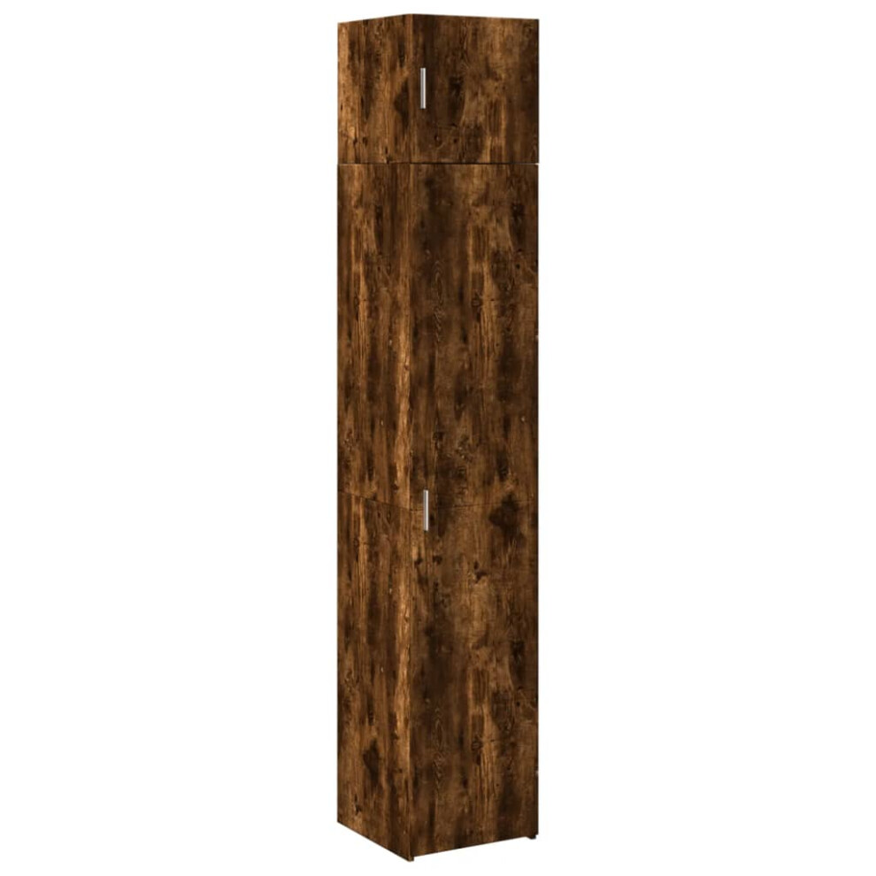 Vidaxl (Smoked Oak) Slim Storage Cabinet Hall Side Cabinet Sideboard Black Engineered Wood