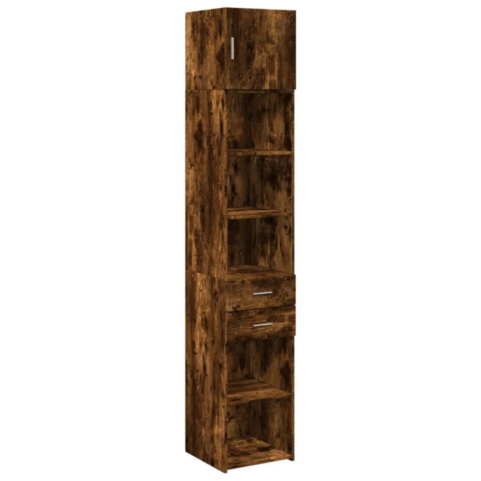 Vidaxl (Smoked Oak) Slim Storage Cabinet Side Cabinet Sideboard Cupboard Engineered Wood Brown