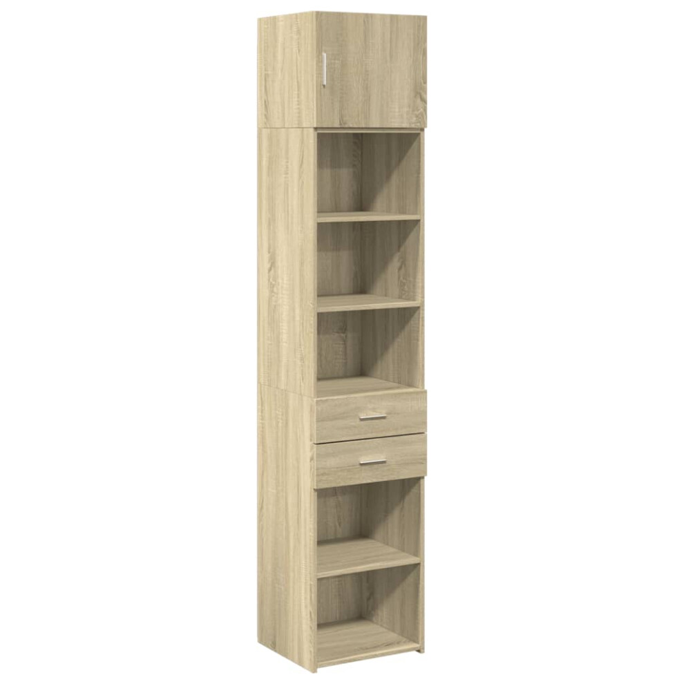 (sonoma oak) vidaXL Slim Storage Cabinet Highboard Sideboard Concrete Grey Engineered Wood