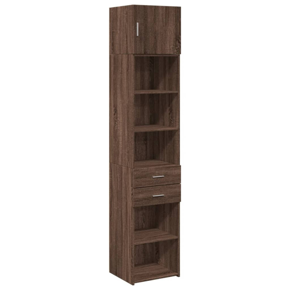 (brown oak) vidaXL Slim Storage Cabinet Highboard Sideboard Concrete Grey Engineered Wood