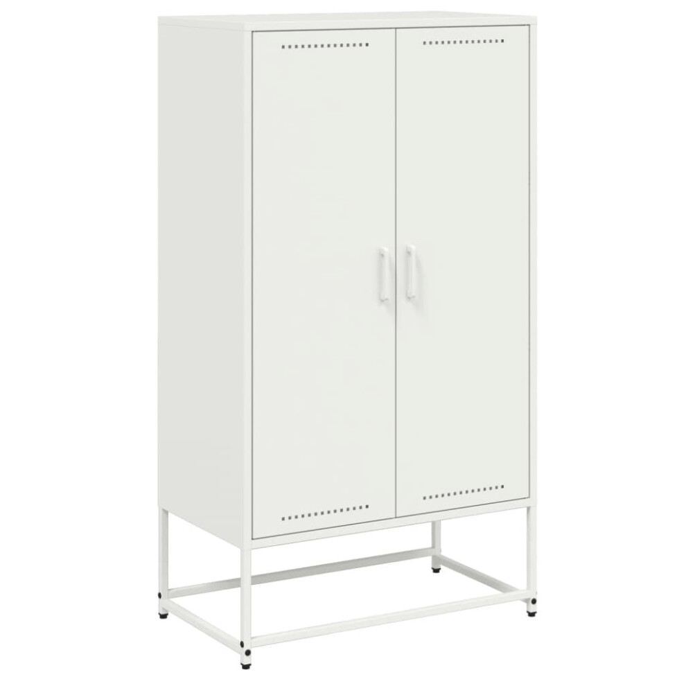 (pink) vidaXL Highboard Sideboard Side Cabinet Storage Organiser Cupboard White Steel