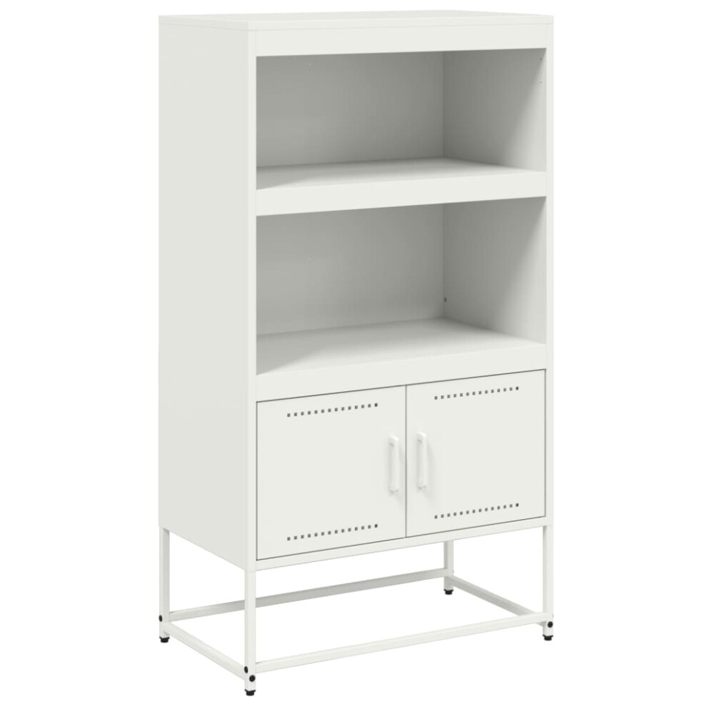 (white) vidaXL Highboard Sideboard Side Cabinet Storage Organiser Cupboard White Steel