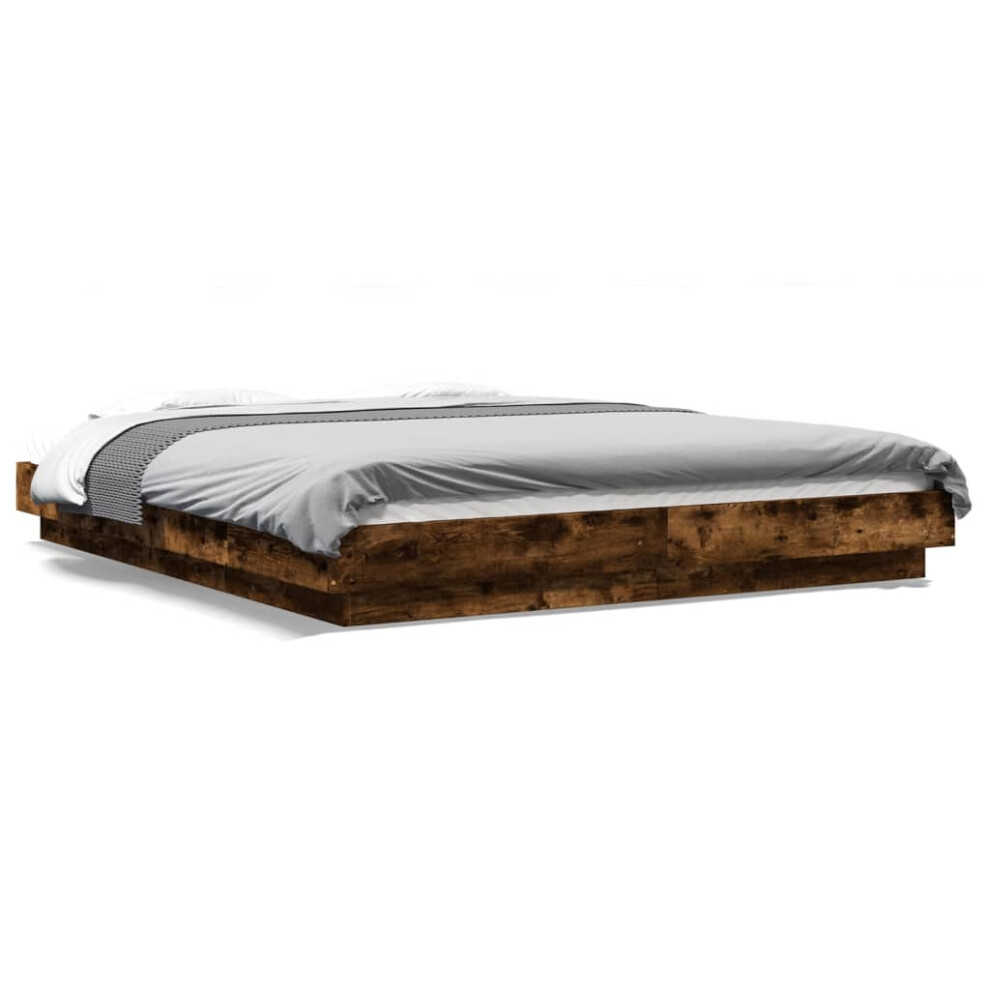 Vidaxl (Smoked Oak, 160 X 200 Cm) Bed Frame Home Bed Base Mattress Foundation Bedstead Engineered Wood