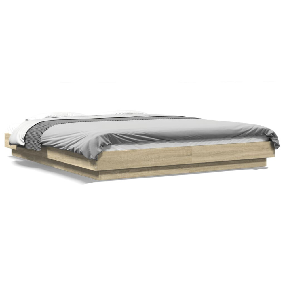 Vidaxl (Sonoma Oak, 150 X 200 Cm) Bed Frame Home Bed Base Mattress Foundation Bedstead Engineered Wood