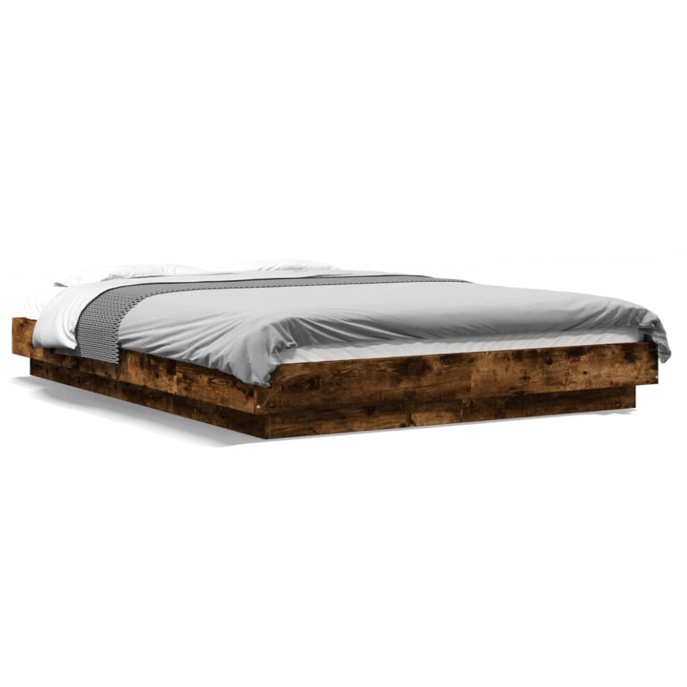 Vidaxl (Smoked Oak, 140 X 190 Cm) Bed Frame Home Bed Base Mattress Foundation Bedstead Engineered Wood