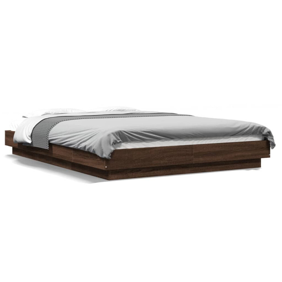 (brown, 135 x 190 cm) vidaXL Bed Frame Home Bed Base Mattress Foundation Bedstead Engineered Wood