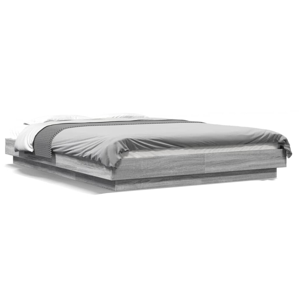 Vidaxl (Grey Sonoma, 140 X 200 Cm) Bed Frame Home Bed Base Mattress Foundation Bedstead Engineered Wood