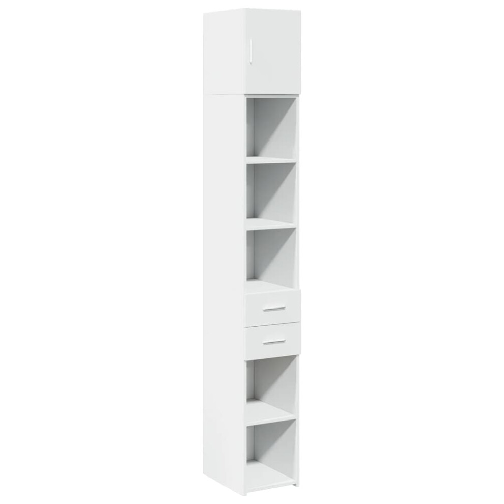 Vidaxl (White) Slim Storage Cabinet Highboard Sideboard Concrete Grey Engineered Wood