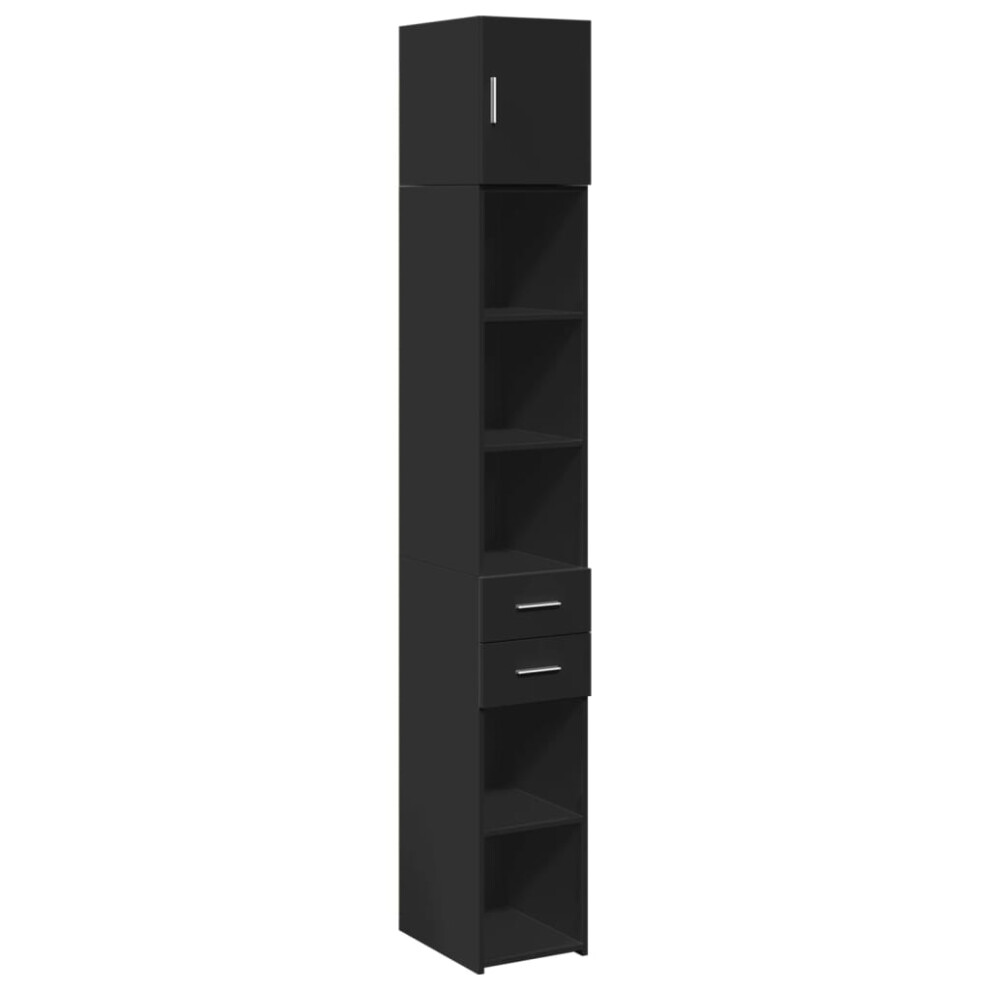 (black) vidaXL Slim Storage Cabinet Highboard Sideboard Concrete Grey Engineered Wood