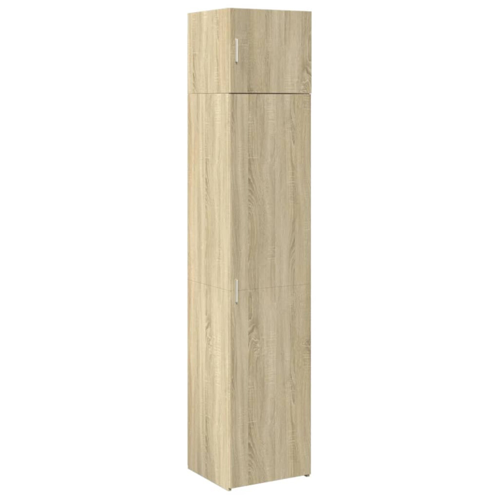 Vidaxl (Sonoma Oak) Slim Storage Cabinet Hall Side Cabinet Sideboard Black Engineered Wood
