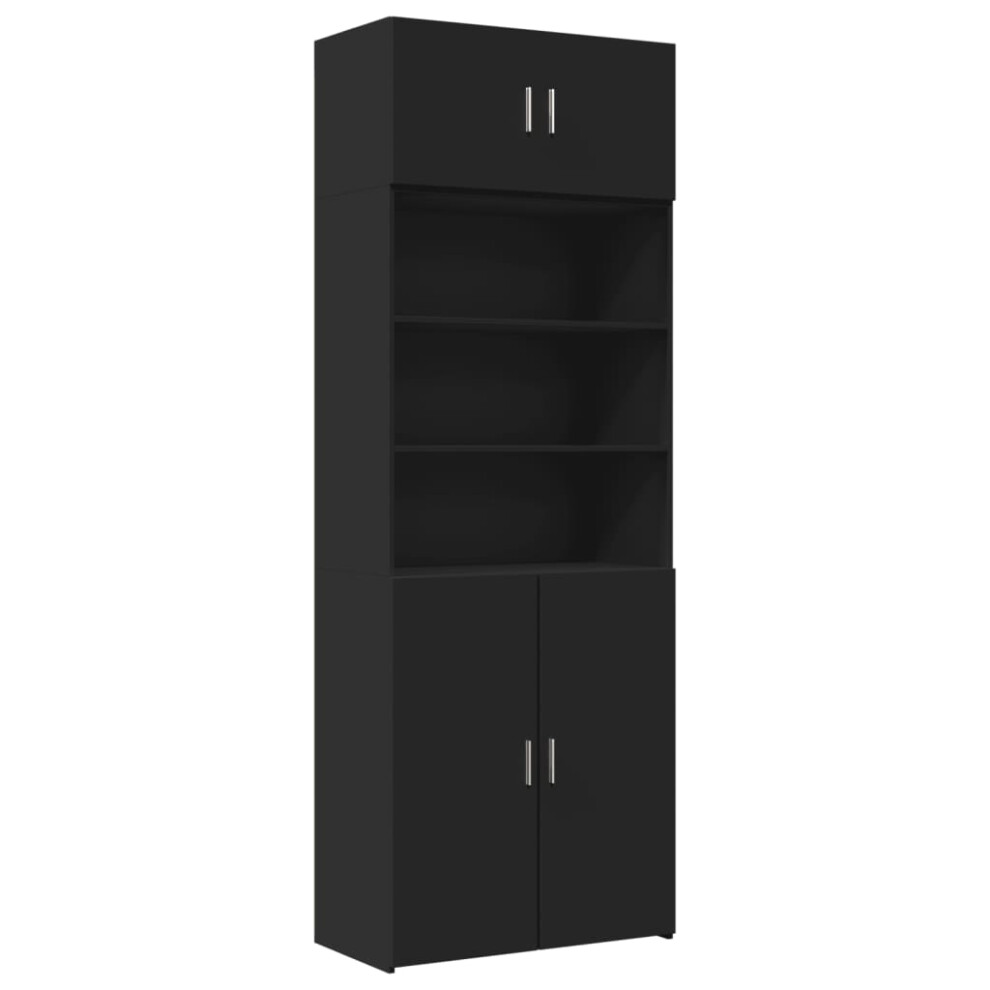 (black) vidaXL Storage Cabinet Hallway Side Cabinet Sideboard Black Engineered Wood