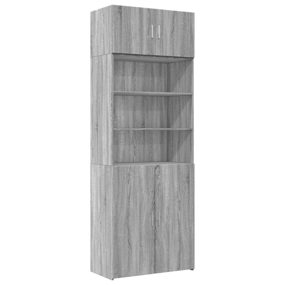 (grey sonoma) vidaXL Storage Cabinet Hallway Side Cabinet Sideboard Black Engineered Wood