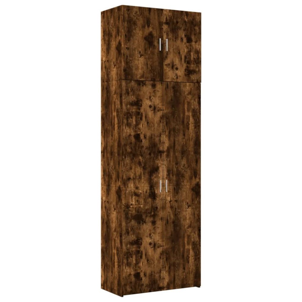 Vidaxl (Smoked Oak) Highboard Sideboard Cabinet Storage Cupboard Black Engineered Wood