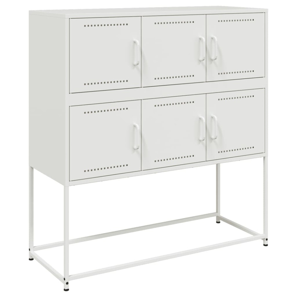Vidaxl (White) Sideboard Storage Organiser Cupboard Side Cabinet Highboard White Steel