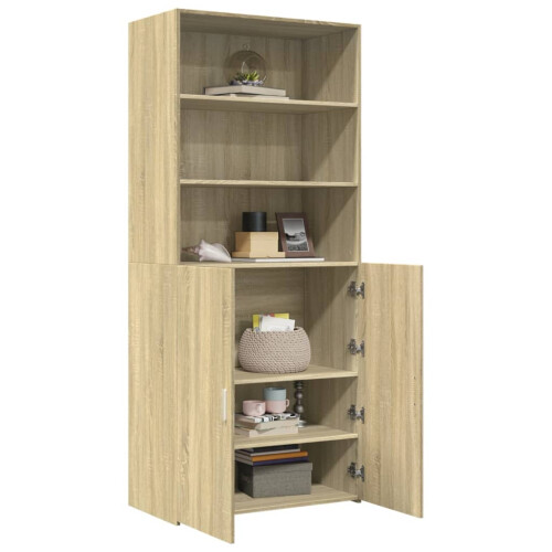 VidaXL (sonoma oak) vidaXL Highboard Sideboard Cabinet Storage Cupboard White Engineered Wood 2