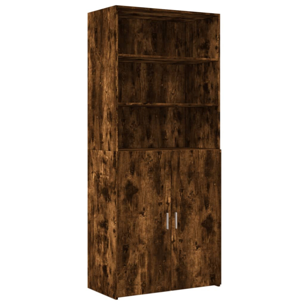 Vidaxl (Smoked Oak) Highboard Sideboard Cabinet Storage Cupboard White Engineered Wood
