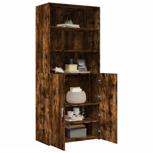 VidaXL (smoked oak) vidaXL Highboard Sideboard Cabinet Storage Cupboard White Engineered Wood 2