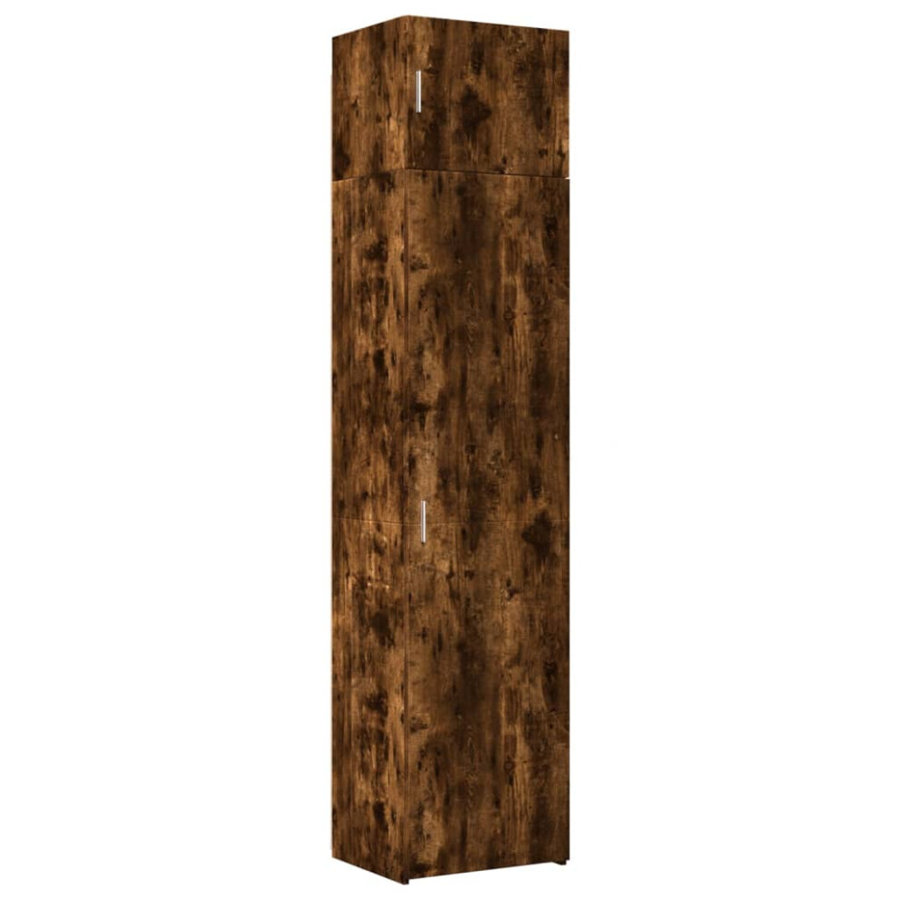 Vidaxl (Smoked Oak) Slim Storage Cabinet Highboard Sideboard Concrete Grey Engineered Wood