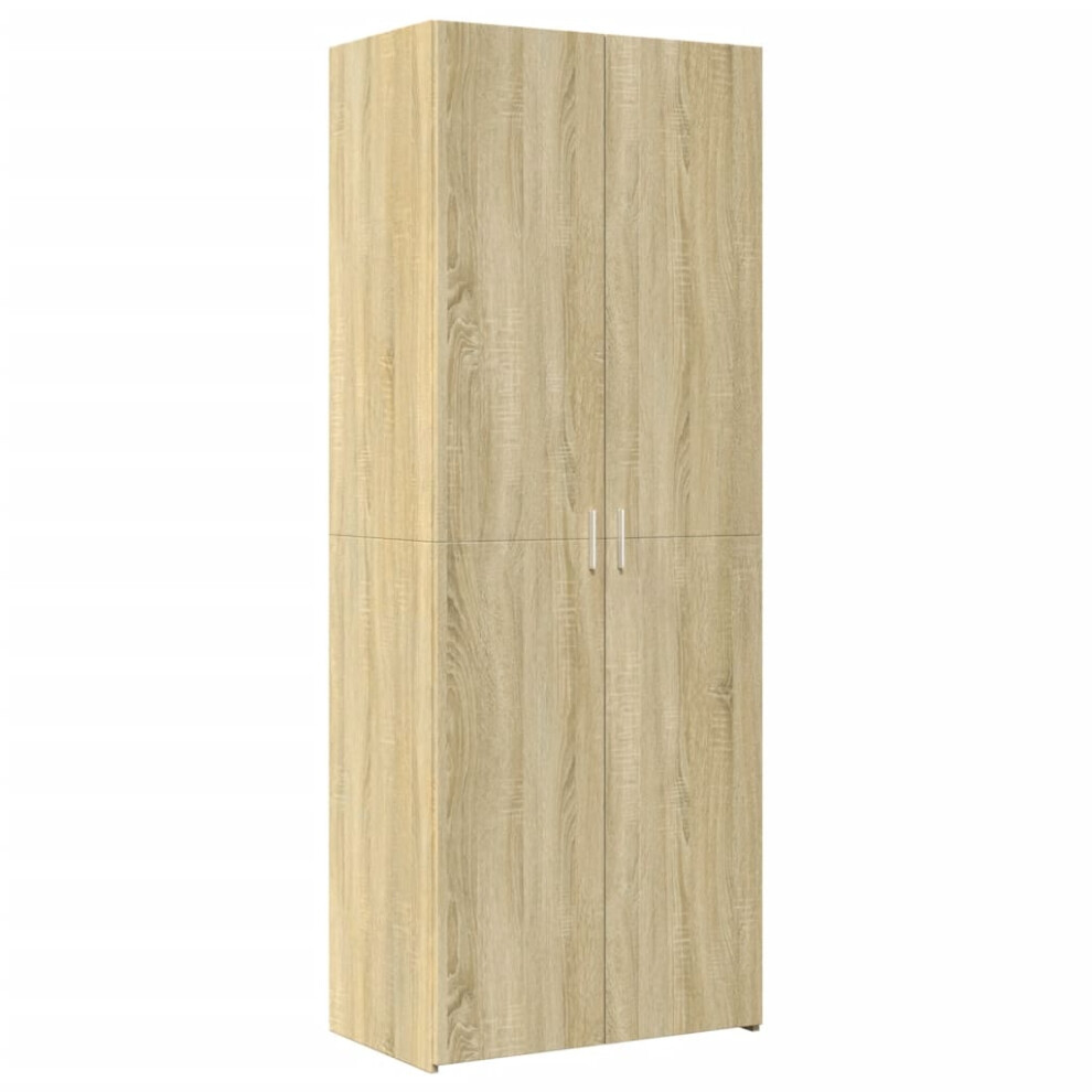 Vidaxl (Sonoma Oak) Highboard Sideboard Cabinet Storage Cupboard Black Engineered Wood