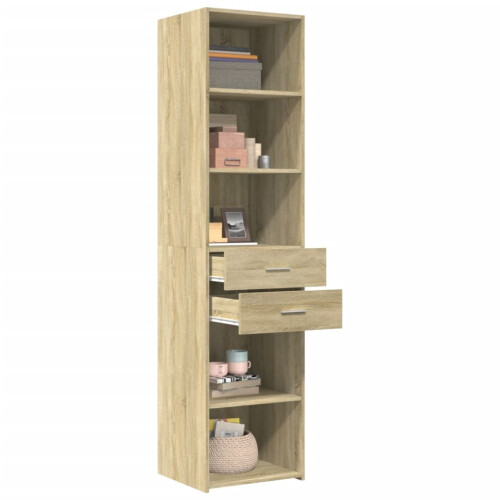VidaXL (sonoma oak) vidaXL Highboard Sideboard Cabinet Storage Cupboard Black Engineered Wood 2