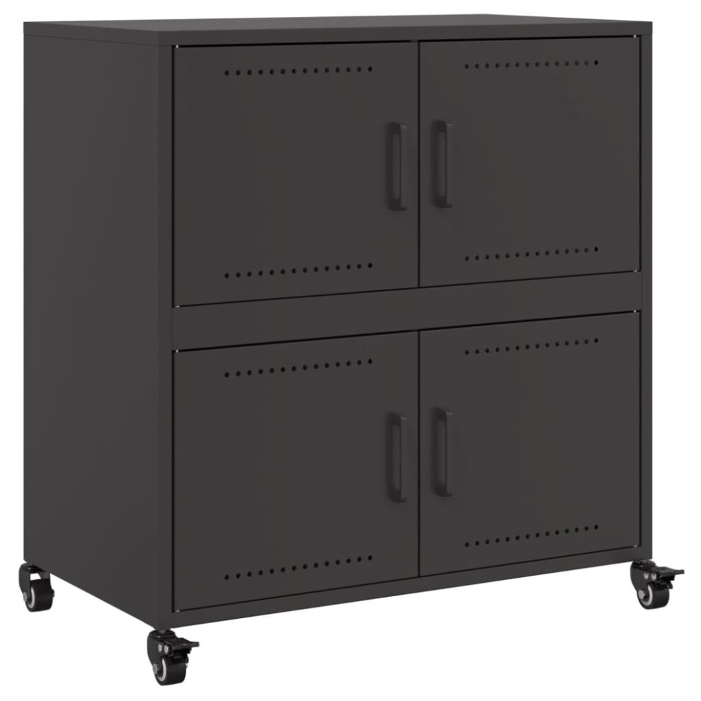 (black) vidaXL Sideboard Storage Organiser Cupboard Side Cabinet Highboard White Steel