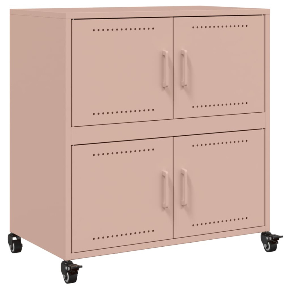 (pink) vidaXL Sideboard Storage Organiser Cupboard Side Cabinet Highboard White Steel