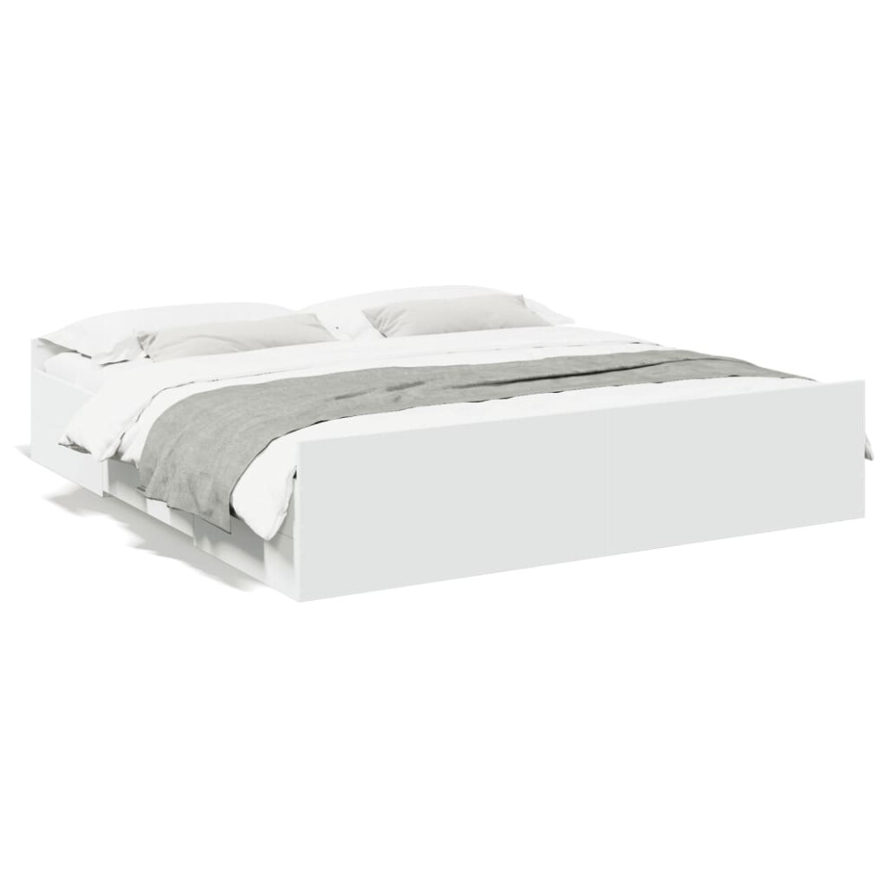 (white, 180 x 200 cm) vidaXL Bed Frame with Drawers Bed Base Sonoma Oak 120x200 cm Engineered Wood