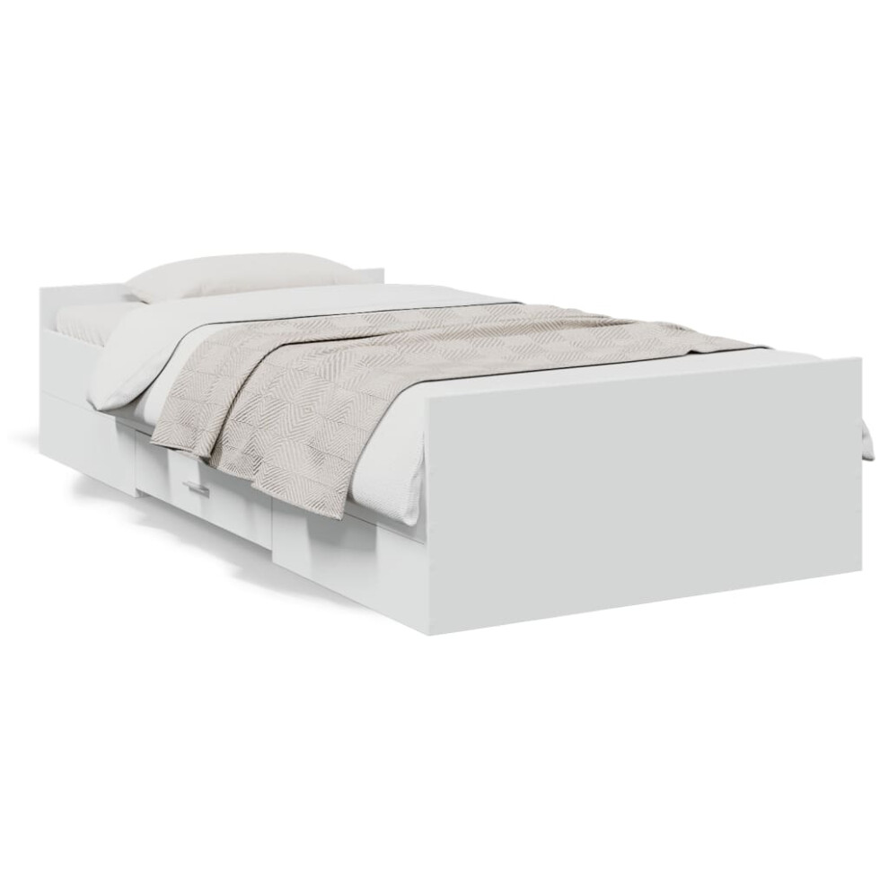 (white, 100 x 200 cm) vidaXL Bed Frame with Drawers Bed Base Sonoma Oak 120x200 cm Engineered Wood