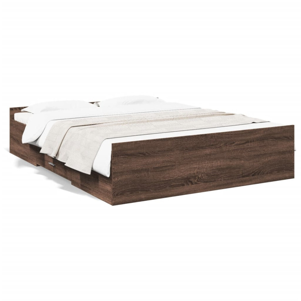 (brown oak, 160 x 200 cm) vidaXL Bed Frame with Drawers Bed Base Sonoma Oak 120x200 cm Engineered Wood