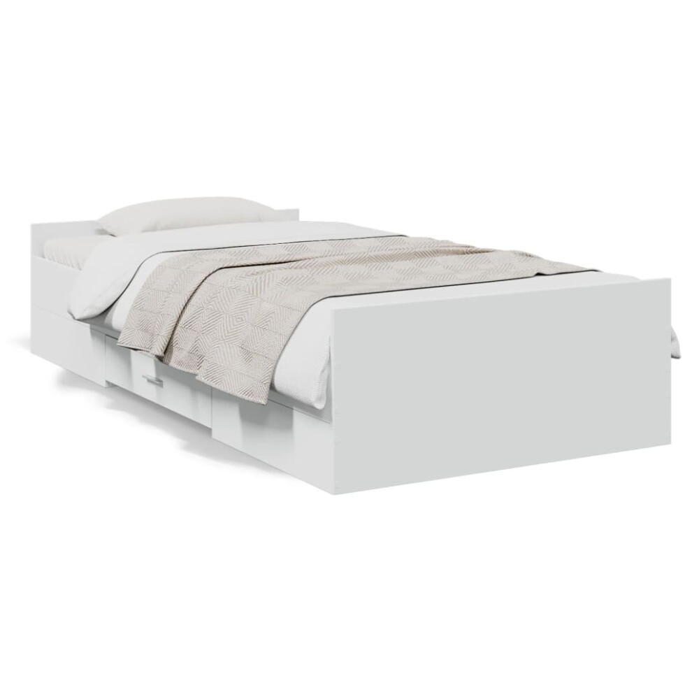 Vidaxl (White, 75 X 190 Cm) Bed Frame With Drawers Bed Base Sonoma Oak 120X200 Cm Engineered Wood