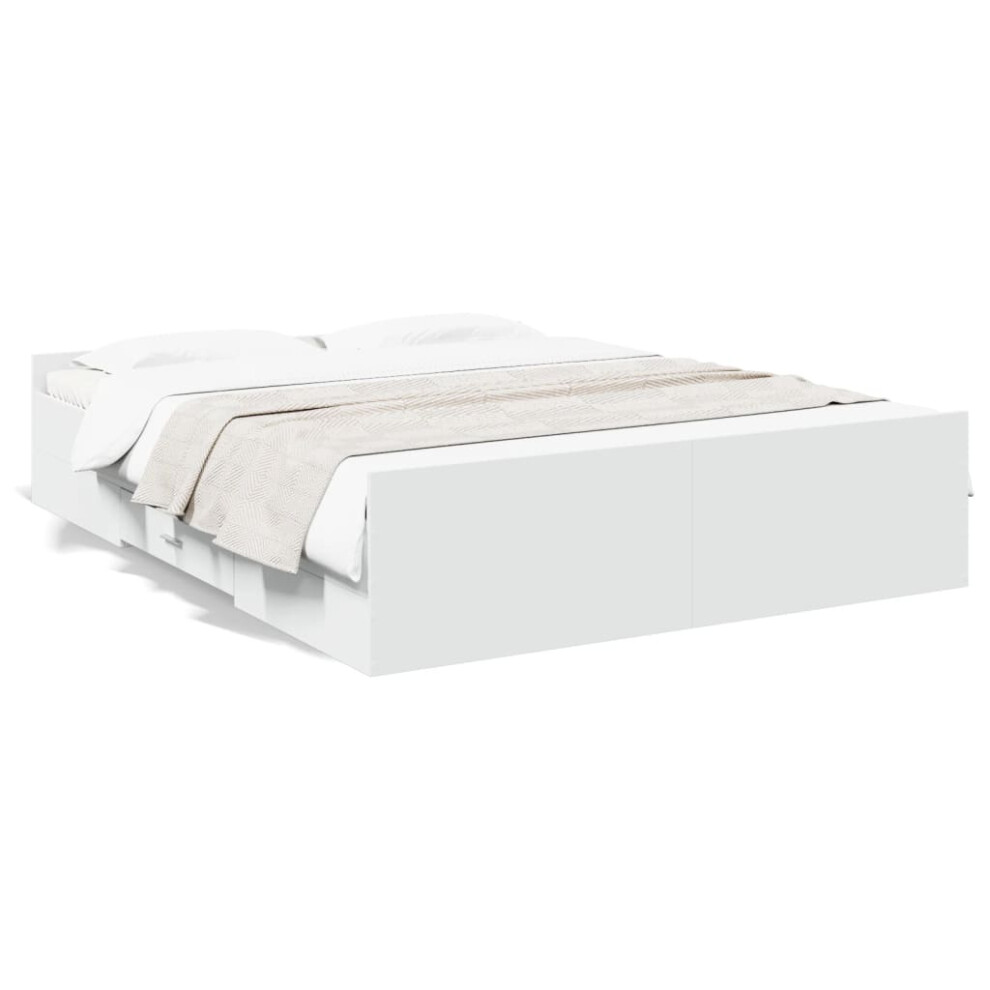 Vidaxl (White, 160 X 200 Cm) Bed Frame With Drawers Bed Base Sonoma Oak 120X200 Cm Engineered Wood