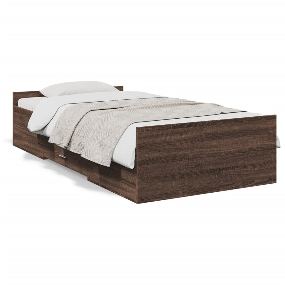 (brown oak, 90 x 190 cm) vidaXL Bed Frame with Drawers Bed Base Sonoma Oak 120x200 cm Engineered Wood