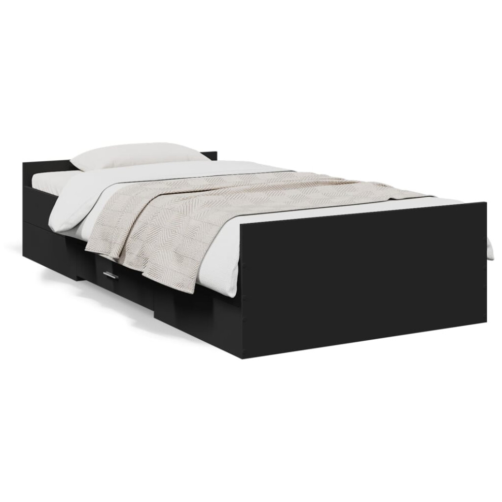 (black, 90 x 190 cm) vidaXL Bed Frame with Drawers Bed Base Sonoma Oak 120x200 cm Engineered Wood