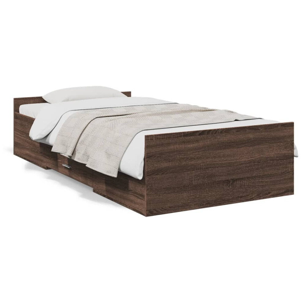 (brown oak, 100 x 200 cm) vidaXL Bed Frame with Drawers Bed Base Sonoma Oak 120x200 cm Engineered Wood