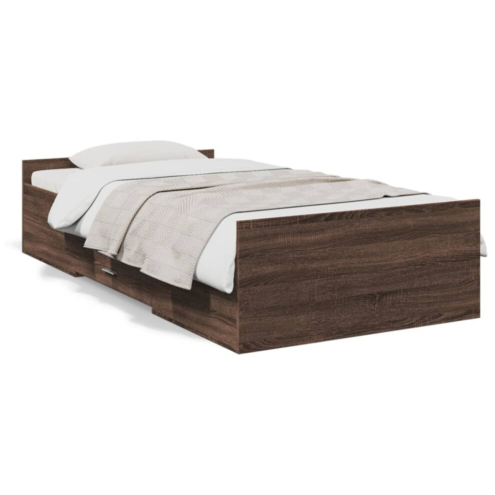 (brown oak, 75 x 190 cm) vidaXL Bed Frame with Drawers Bed Base Sonoma Oak 120x200 cm Engineered Wood