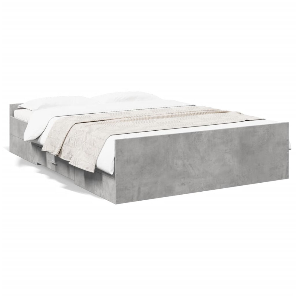 (concrete grey, 135 x 190 cm) vidaXL Bed Frame with Drawers Bed Base Sonoma Oak 120x200 cm Engineered Wood