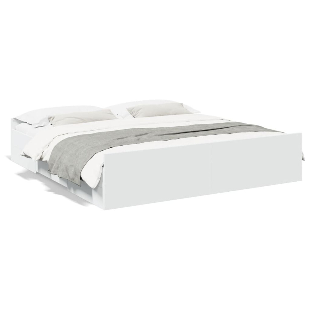 (white, 200 x 200 cm) vidaXL Bed Frame with Drawers Bed Base Sonoma Oak 120x200 cm Engineered Wood