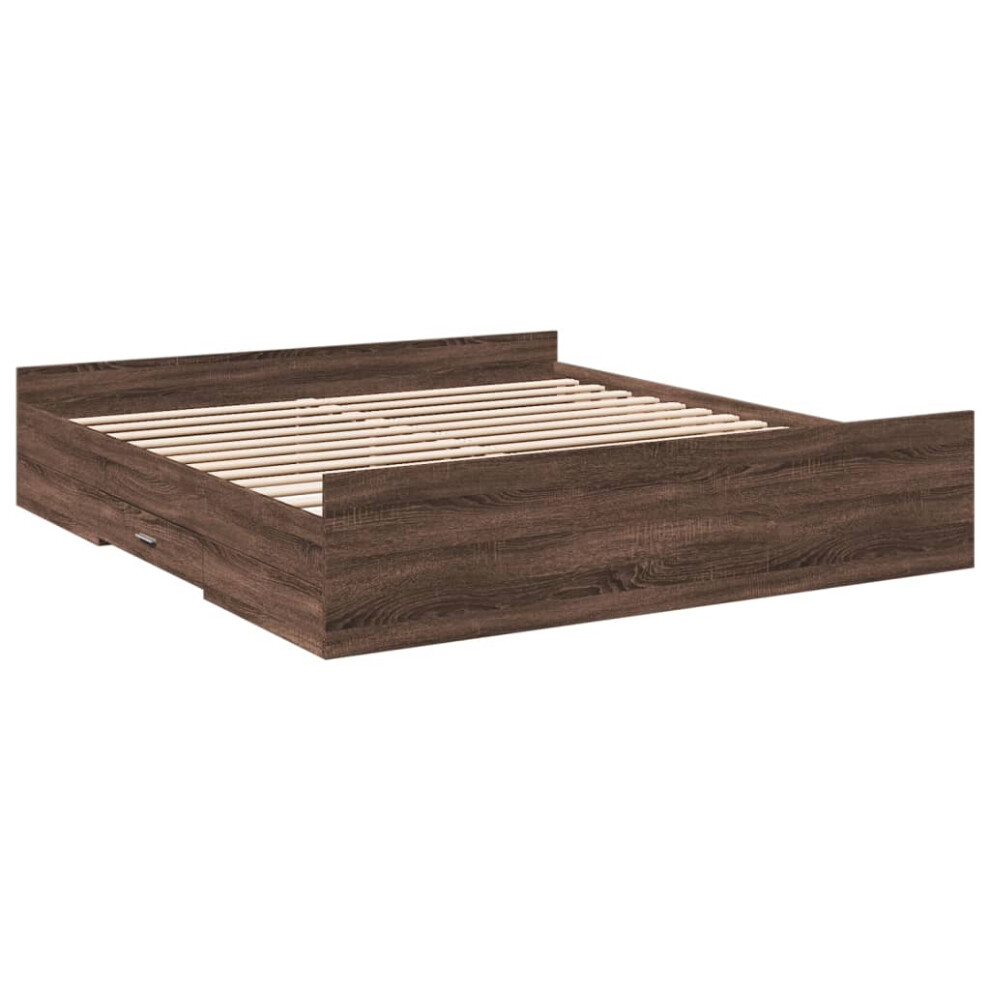 (brown oak, 200 x 200 cm) vidaXL Bed Frame with Drawers Bed Base Sonoma Oak 120x200 cm Engineered Wood