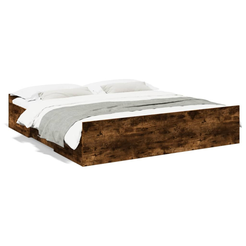 (smoked oak, 180 x 200 cm) vidaXL Bed Frame with Drawers Bed Base Sonoma Oak 120x200 cm Engineered Wood