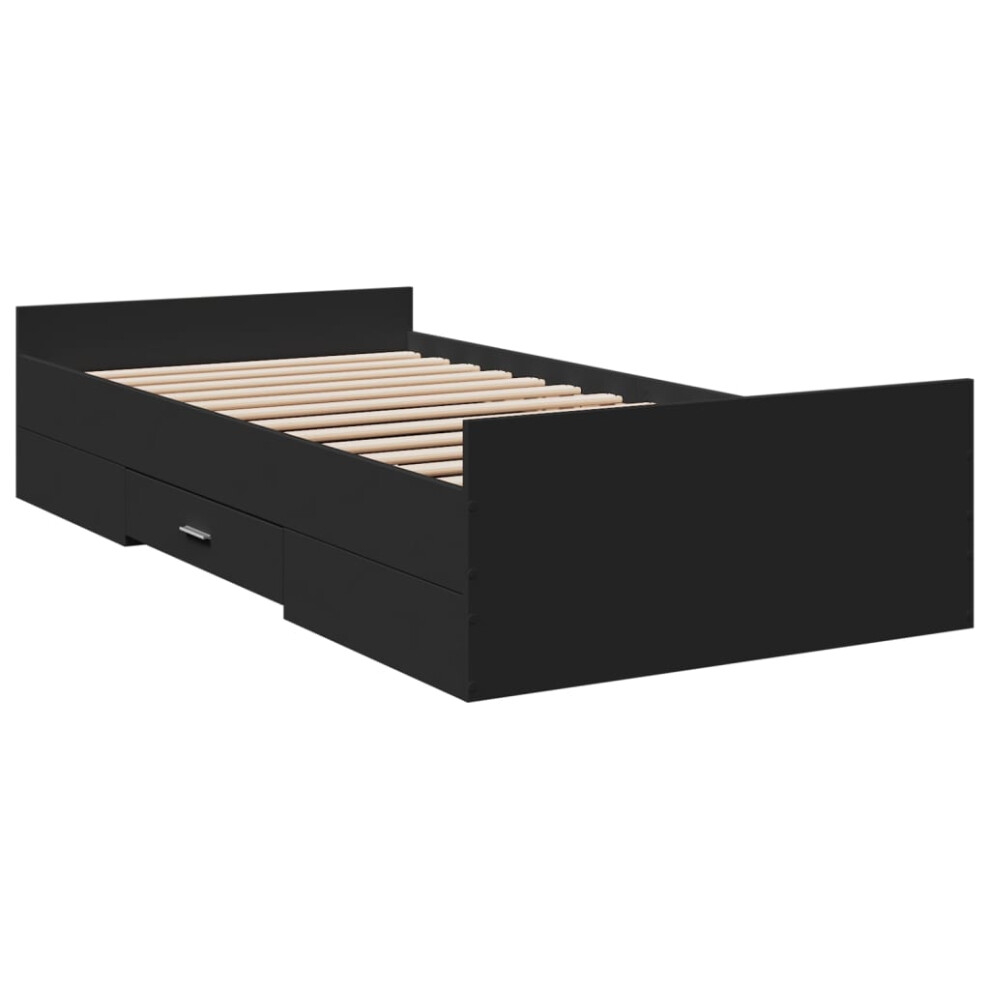 Vidaxl (Black, 75 X 190 Cm) Bed Frame With Drawers Bed Base Sonoma Oak 120X200 Cm Engineered Wood